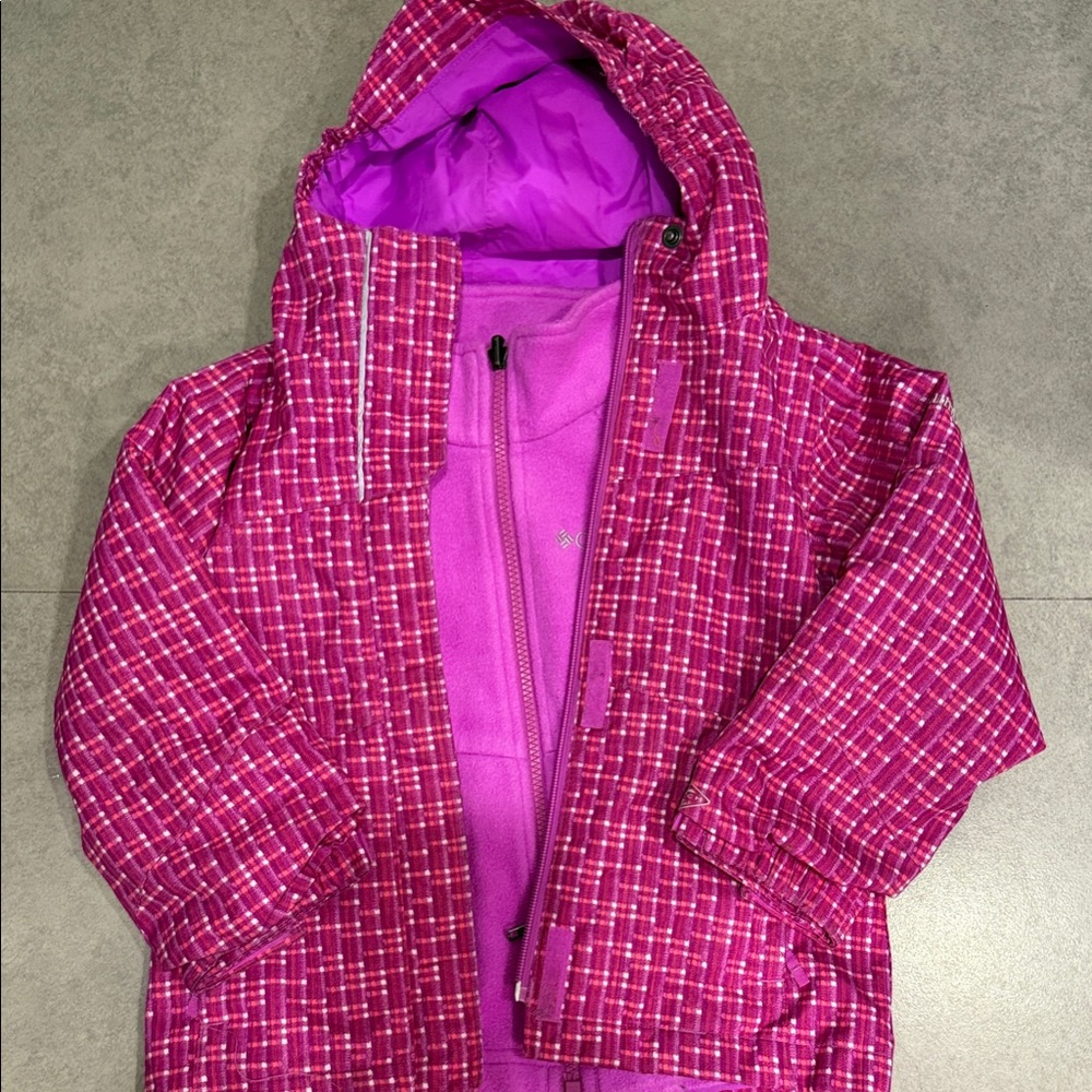 Columbia Pink Plaid Kids Jacket and sweater with Hood